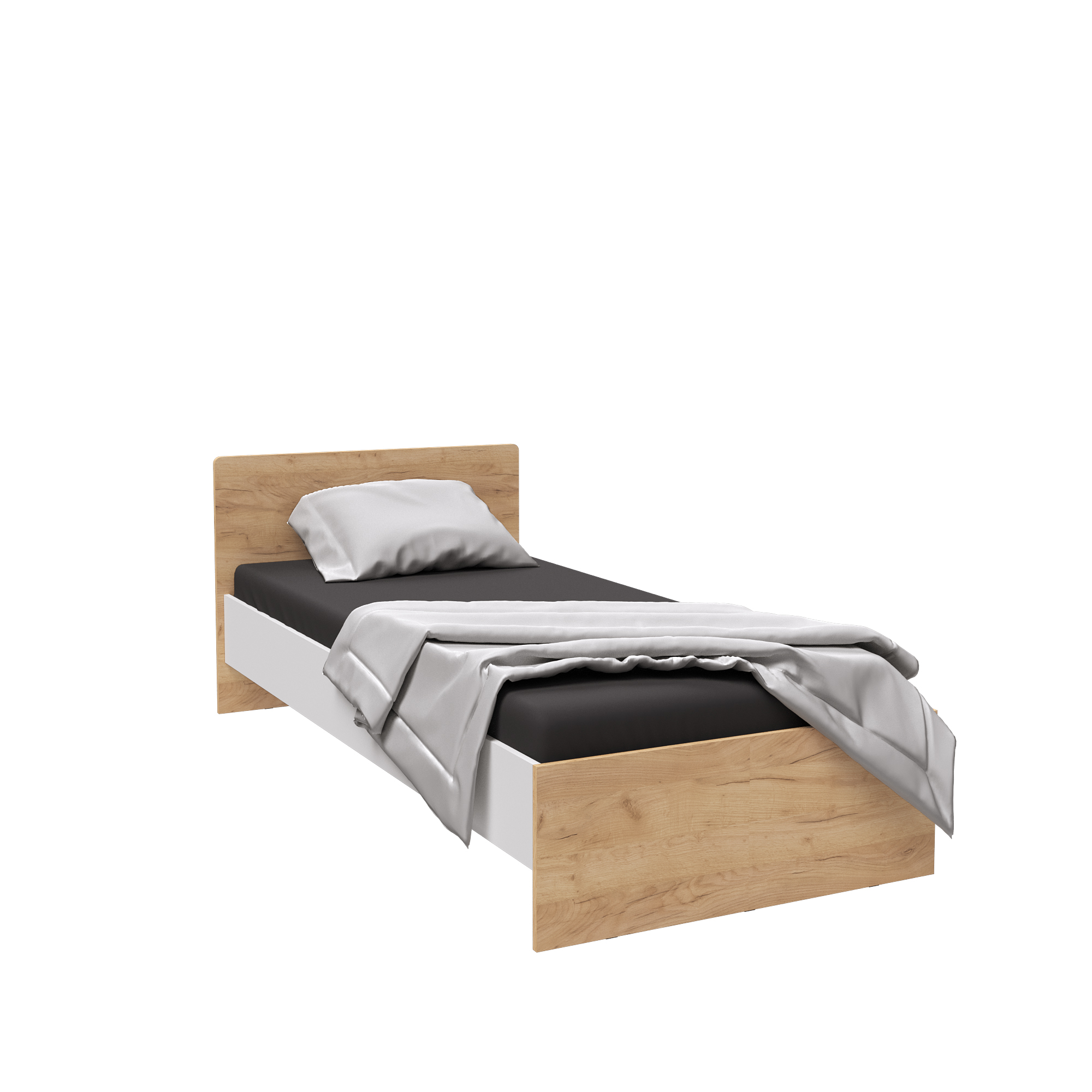 Кровать Лючия дуб крафт золотой / белый с тиснением "древесные поры"