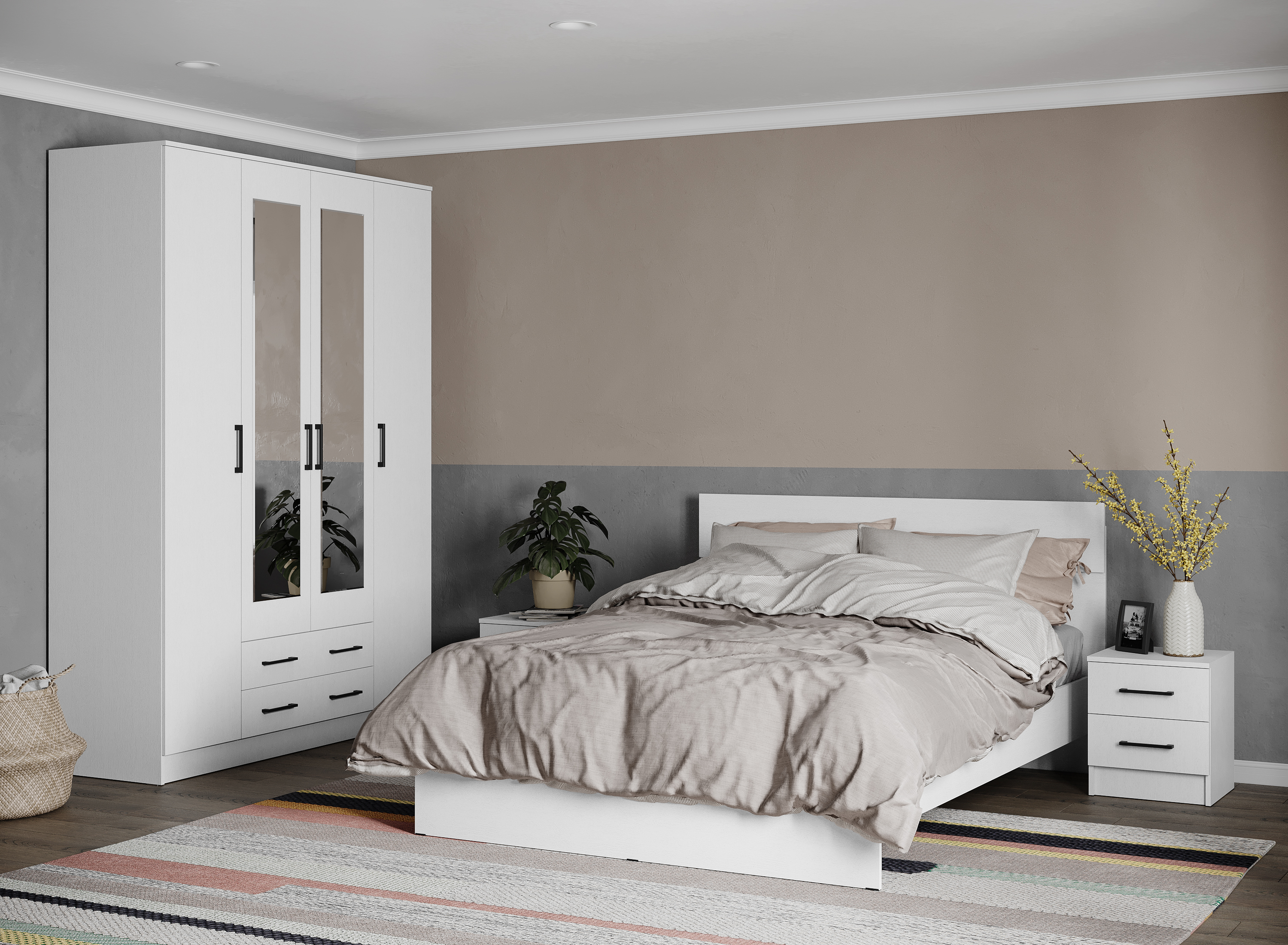 Спальня Асти белая (кровать 140 см)