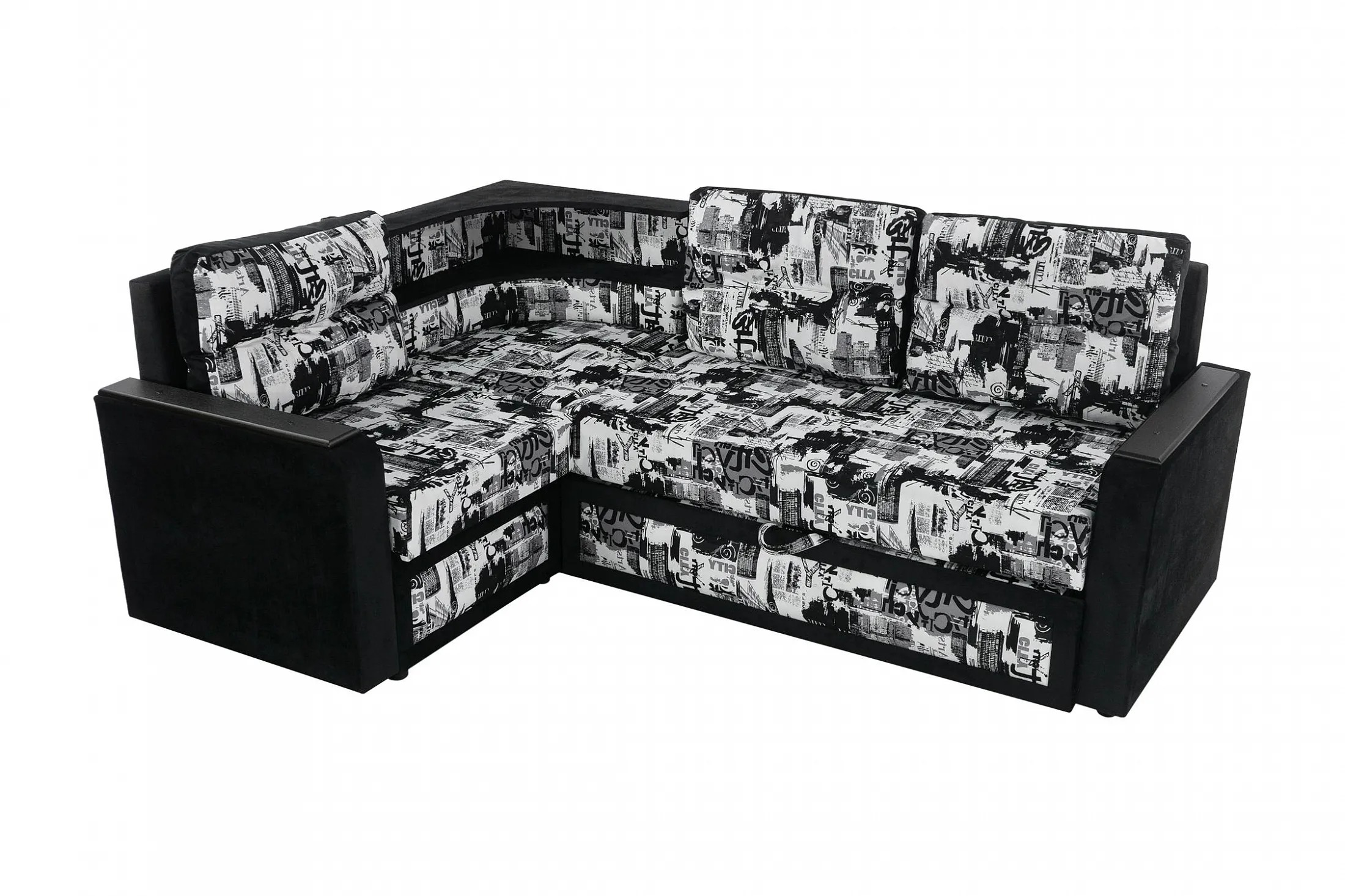 Угловой диван Бостон черно-белый