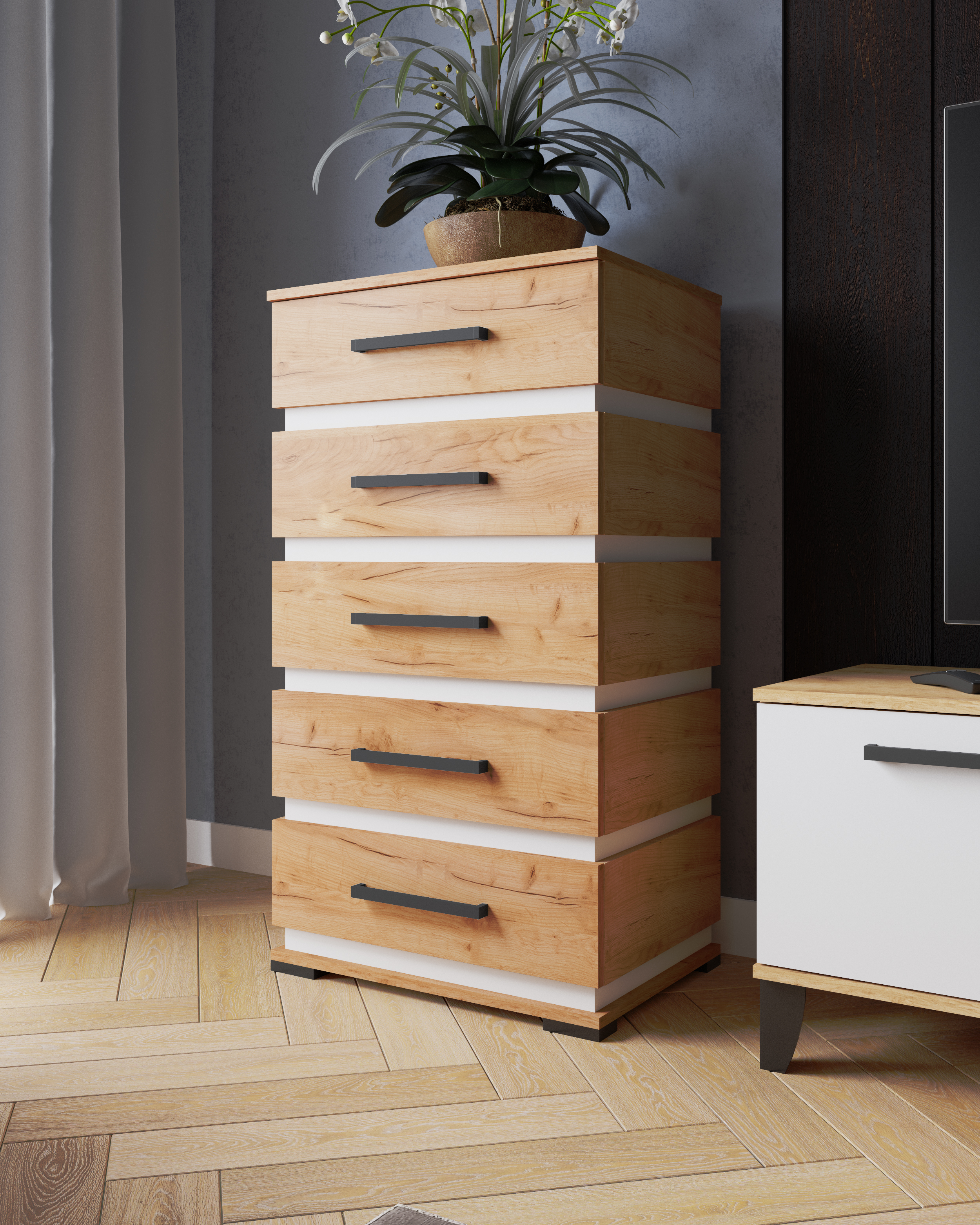 Комод КМ-1 дуб крафт золотой