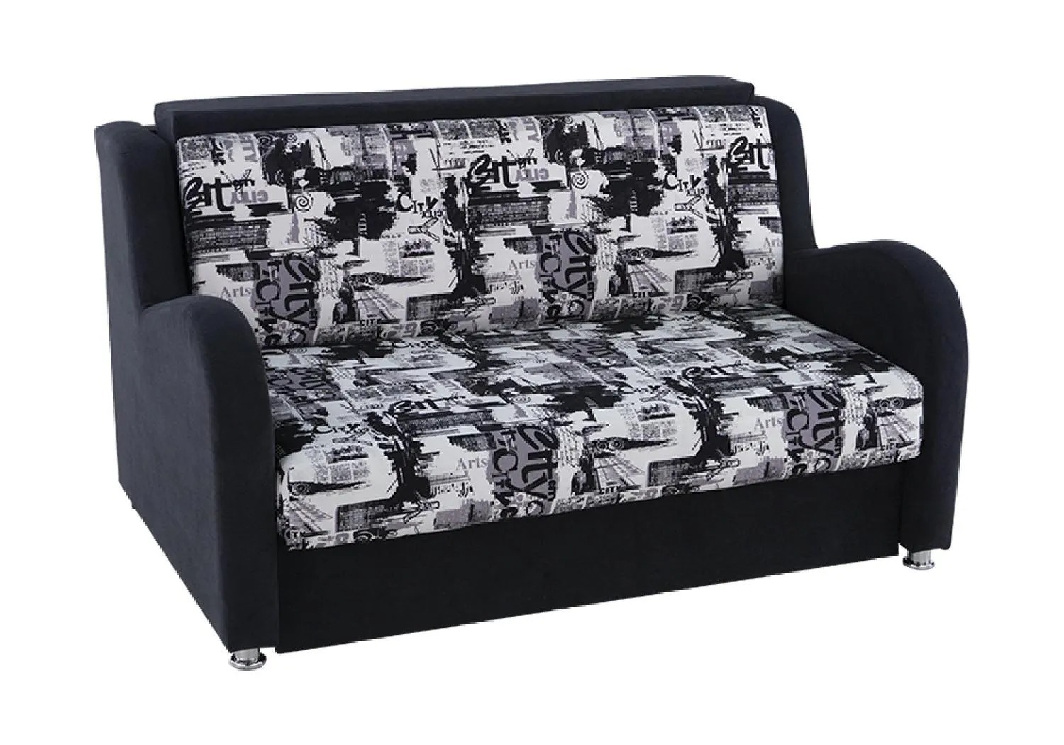 Диван выкатной Сити черно-белый