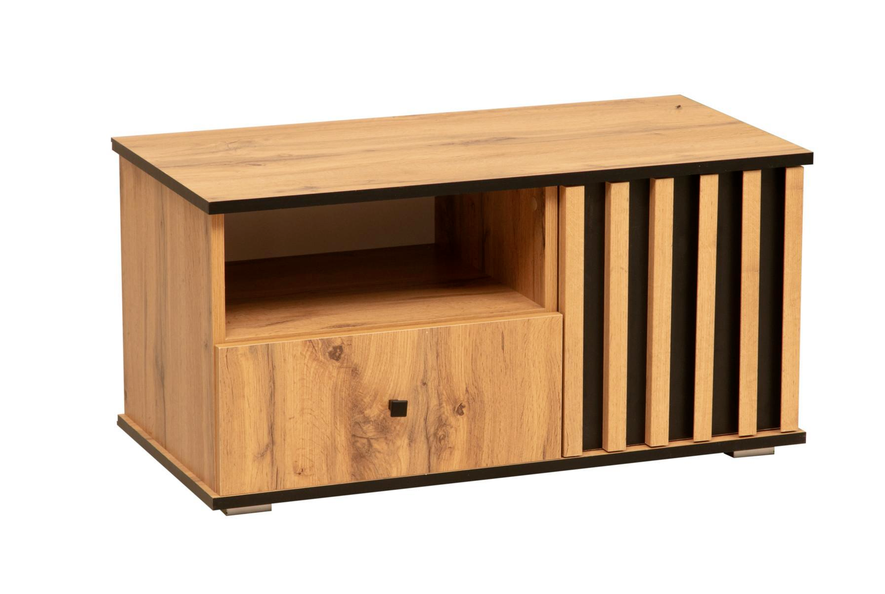 Тумба под ТВ 51.07 ЛИБЕРТИ (опора H=20мм) дуб вотан/черный/профиль Masa Decor дуб вотан