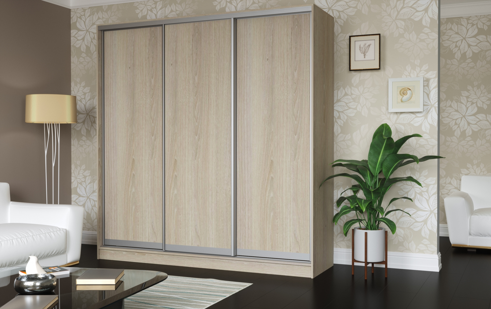 Шкаф-купе Миф 3 Дуб беленый кромка ПВХ