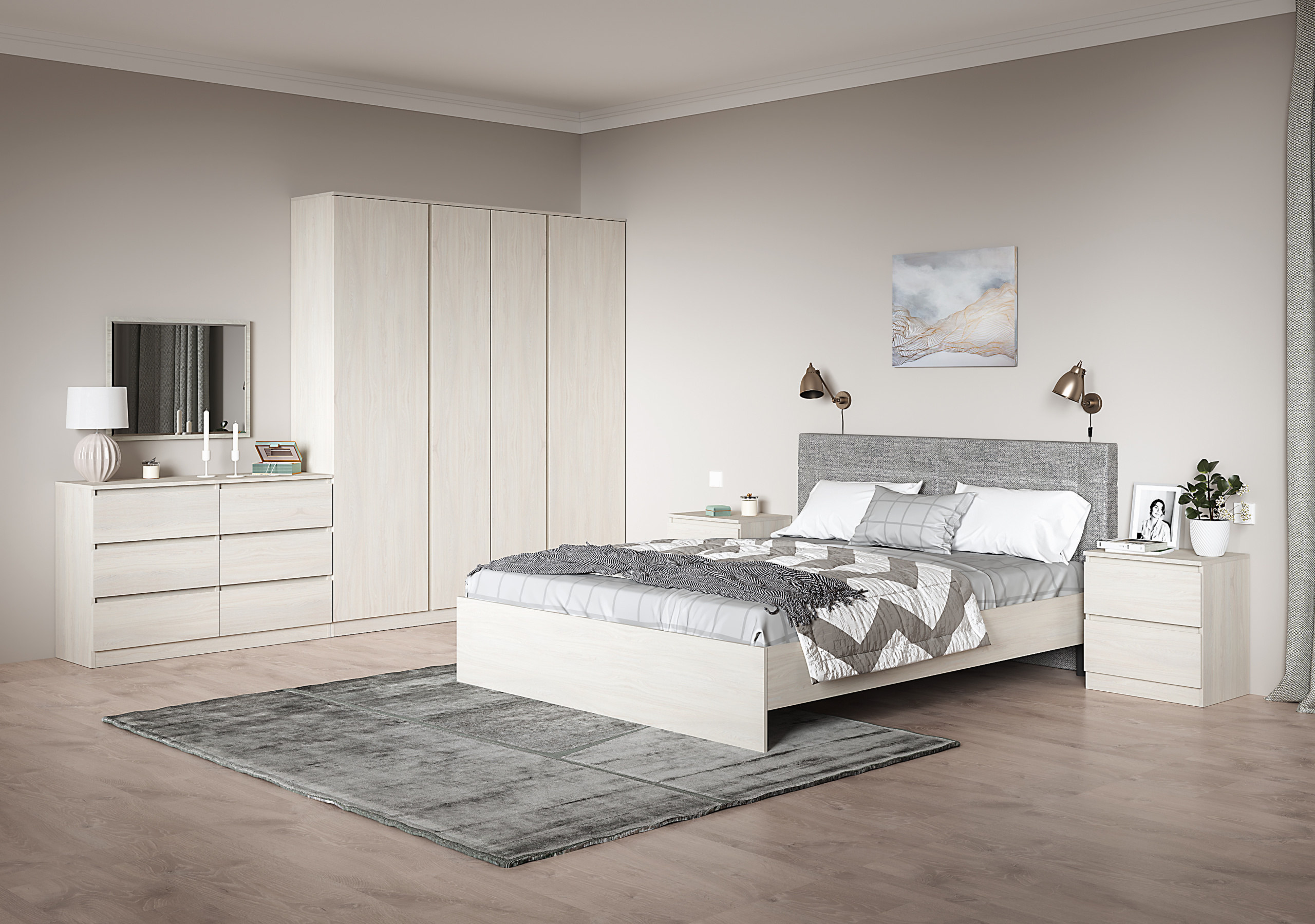 Спальный гарнитур Ника "Композиция №1" Ясень Анкор светлый 