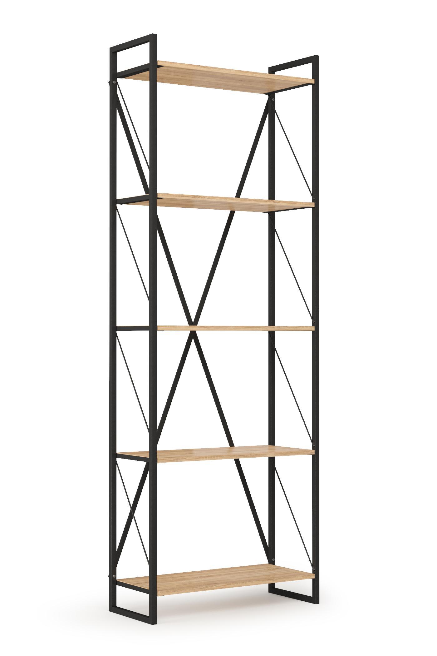 Стеллаж СКАРЛЕТТ (Ш.940) Металл черный / дуб сонома